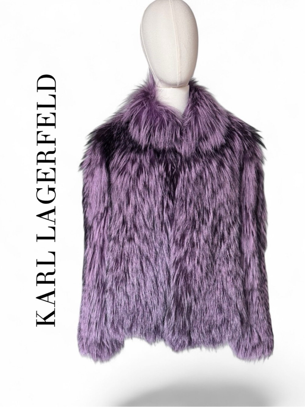 Karl Lagerfeld Paris Purple Fox Jacket /Coat Size Small Like New